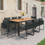 vidaXL 9-tlg. Garten-Essgruppe PVC Rattan Schwarz und Braun