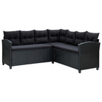 vidaXL 6-tlg. Garten-Lounge-Set mit Auflagen Poly Rattan Schwarz