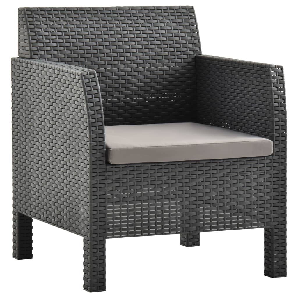 vidaXL Gartenstuhl mit Kissen Anthrazit 63x65x76 cm PP Rattan