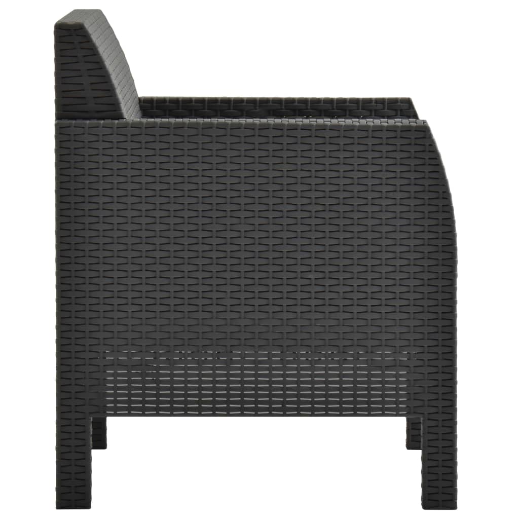vidaXL Gartenstuhl mit Kissen Anthrazit 63x65x76 cm PP Rattan