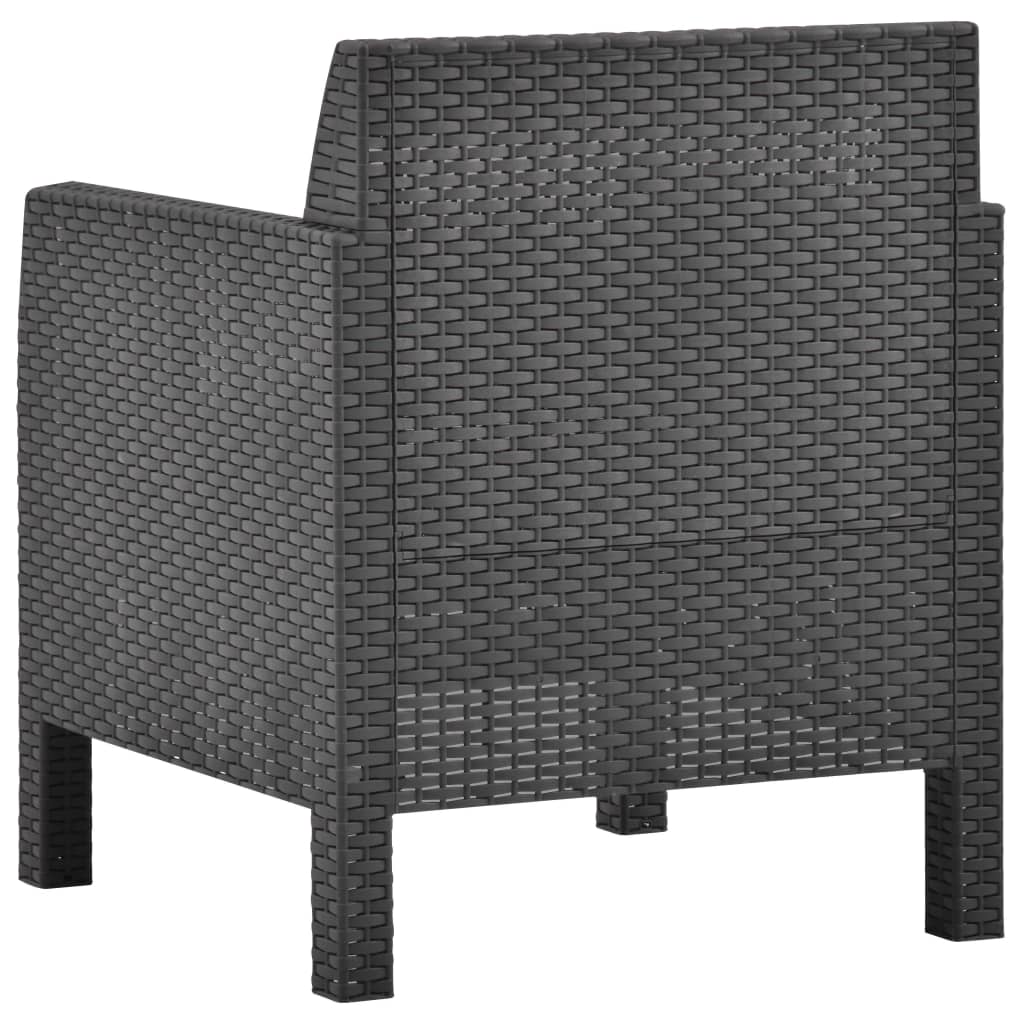vidaXL Gartenstuhl mit Kissen Anthrazit 63x65x76 cm PP Rattan