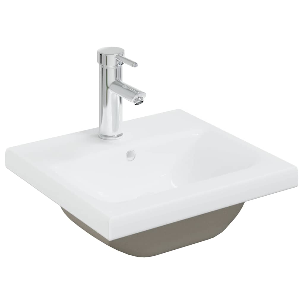 vidaXL Einbauwaschbecken mit Wasserhahn 42x39x18 cm Keramik Weiß