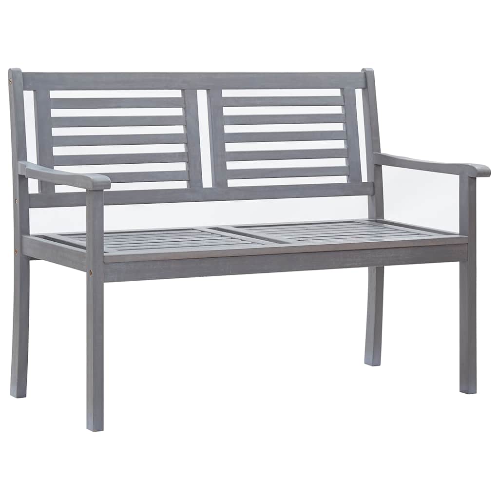 vidaXL 2-Sitzer-Gartenbank mit Auflage Grau Eukalyptusholz