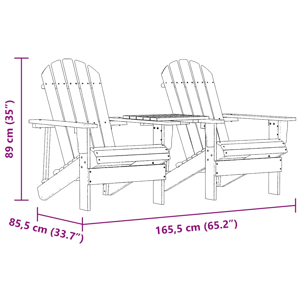 vidaXL Adirondack-Gartenstühle mit Tisch Massivholz Tanne
