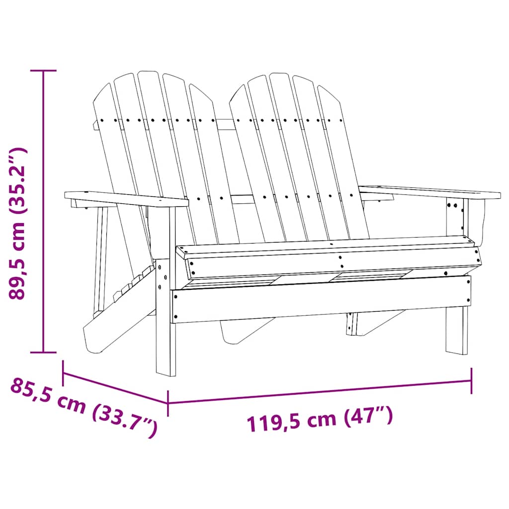vidaXL Adirondack-Gartenbank 2-Sitzer Massivholz Tanne Grau
