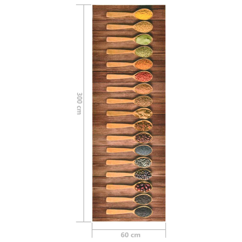 vidaXL Küchenteppich Waschbar Löffel 60x300 cm