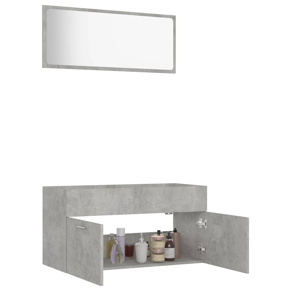 vidaXL 2-tlg. Badmöbel-Set Betongrau Holzwerkstoff