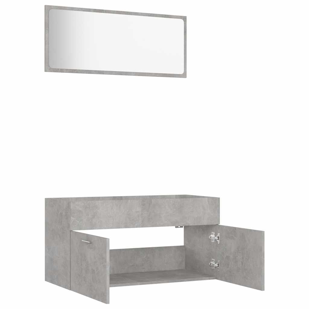 vidaXL 2-tlg. Badmöbel-Set Betongrau Holzwerkstoff