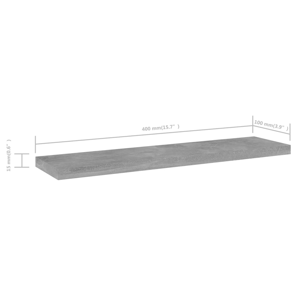 vidaXL Bücherregal-Bretter 8 Stk. Betongrau 40x10x1,5 cm Holzwerkstoff