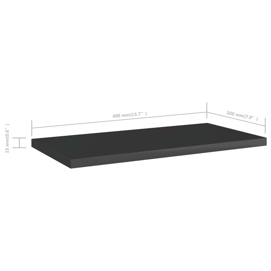 vidaXL Bücherregal-Bretter 8 Stk. Hochglanz-Schwarz 40x20x1,5 cm