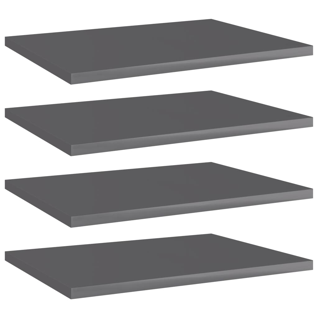 vidaXL Bücherregal-Bretter 4 Stk. Hochglanz-Grau 40x10x1,5 cm