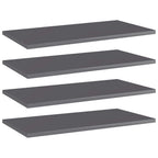 vidaXL Bücherregal-Bretter 4 Stk. Hochglanz-Grau 60x30x1,5 cm