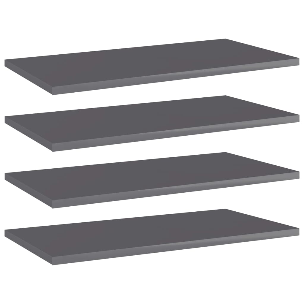vidaXL Bücherregal-Bretter 4 Stk. Hochglanz-Grau 60x30x1,5 cm