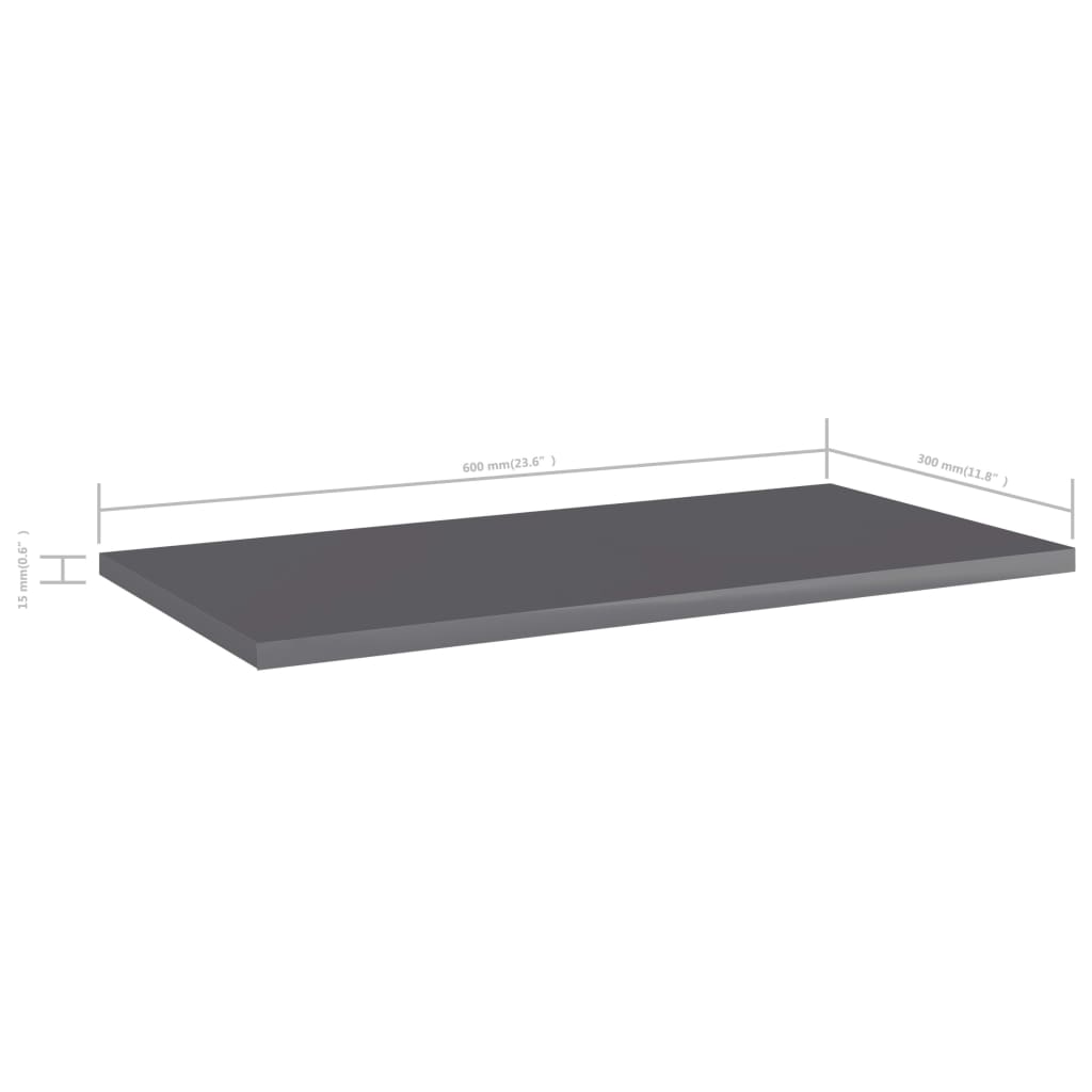 vidaXL Bücherregal-Bretter 4 Stk. Hochglanz-Grau 60x30x1,5 cm