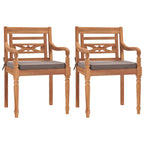 vidaXL Batavia-Stühle 2 Stk. mit Dunkelgrauen Kissen Massivholz Teak
