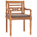 vidaXL Batavia-Stühle 2 Stk. mit Dunkelgrauen Kissen Massivholz Teak
