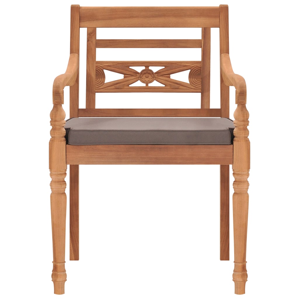 vidaXL Batavia-Stühle 2 Stk. mit Dunkelgrauen Kissen Massivholz Teak