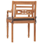 vidaXL Batavia-Stühle 2 Stk. mit Dunkelgrauen Kissen Massivholz Teak