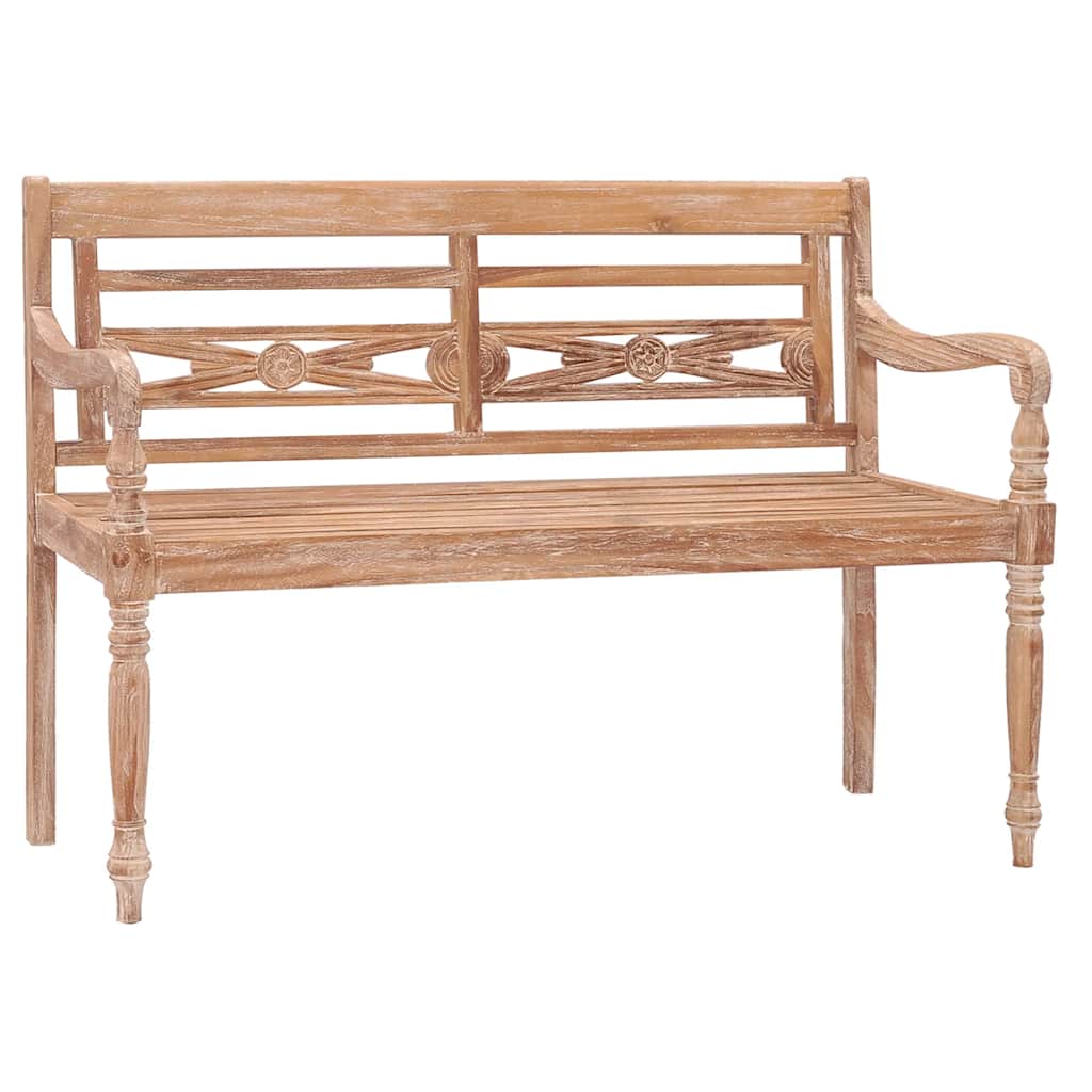 vidaXL Batavia-Bank 120 cm Weiß Massivholz Teak