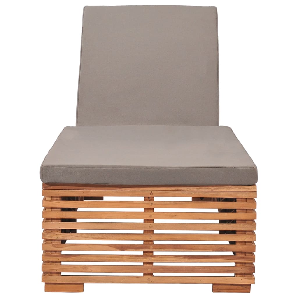 vidaXL Sonnenliege mit Dunkelgrauem Kissen Teak Massivholz