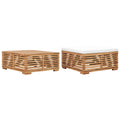 vidaXL Gartentisch und Fußhocker Set mit Creme Kissen Teak Massivholz
