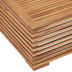 vidaXL Gartentisch und Fußhocker Set mit Creme Kissen Teak Massivholz