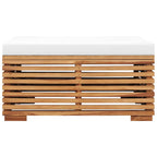 vidaXL Gartentisch und Fußhocker Set mit Creme Kissen Teak Massivholz
