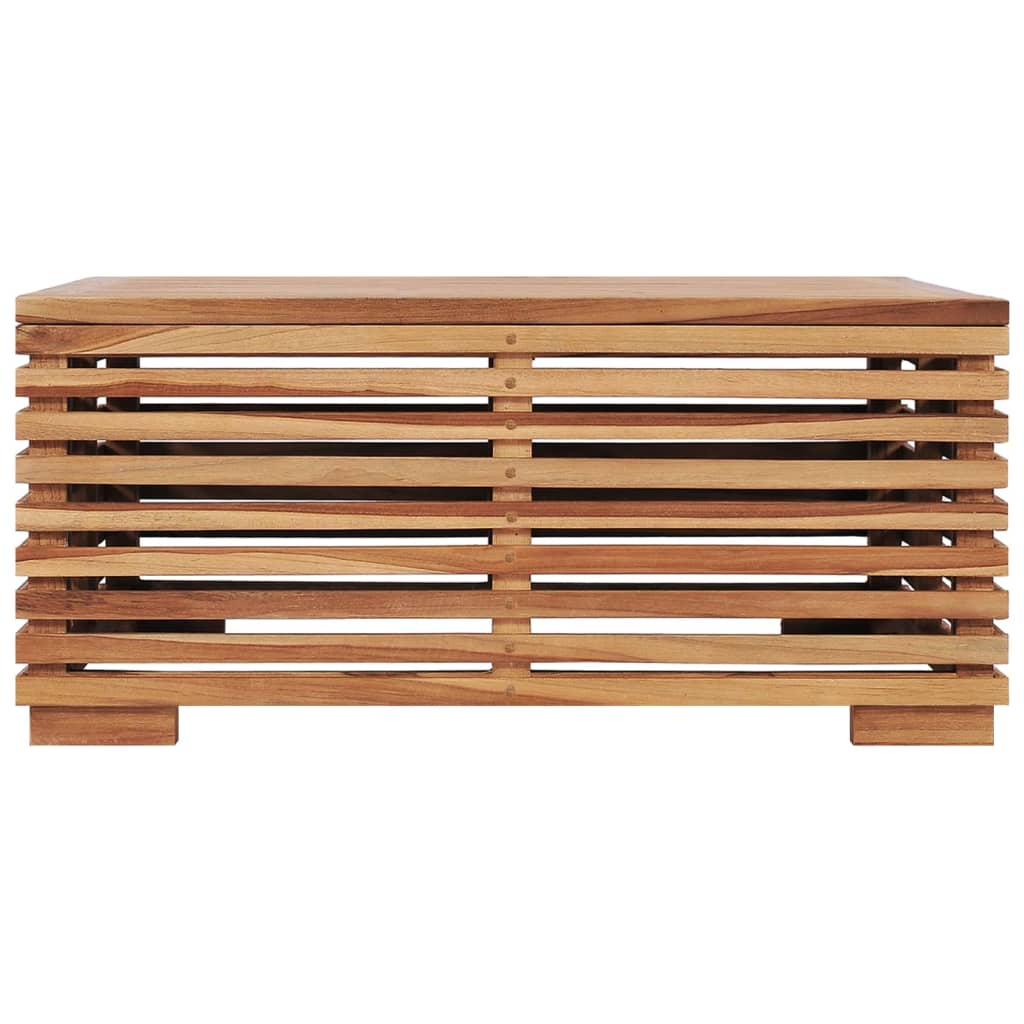 vidaXL Gartentisch und Fußhocker Set mit Dunkelgrauem Kissen Teakholz