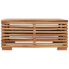 vidaXL Gartentisch und Fußhocker Set mit Dunkelgrauem Kissen Teakholz