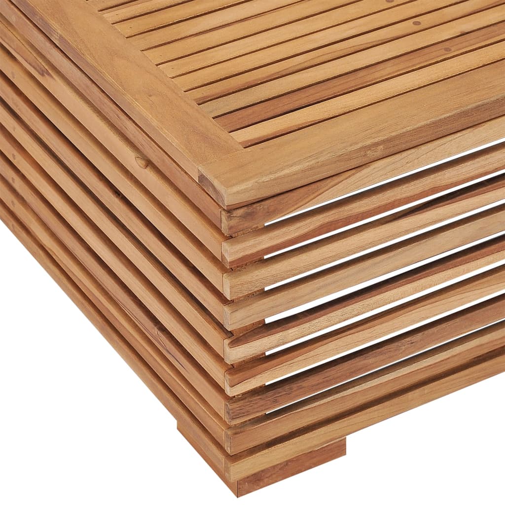 vidaXL Gartentisch und Fußhocker Set mit Dunkelgrauem Kissen Teakholz