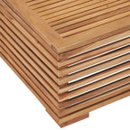 vidaXL Gartentisch und Fußhocker Set mit Dunkelgrauem Kissen Teakholz