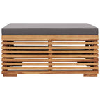 vidaXL Gartentisch und Fußhocker Set mit Dunkelgrauem Kissen Teakholz