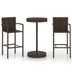 vidaXL 3-tlg. Gartenbar-Set Poly Rattan Braun