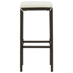 vidaXL 7-tlg. Gartenbar-Set mit Kissen Poly Rattan Braun