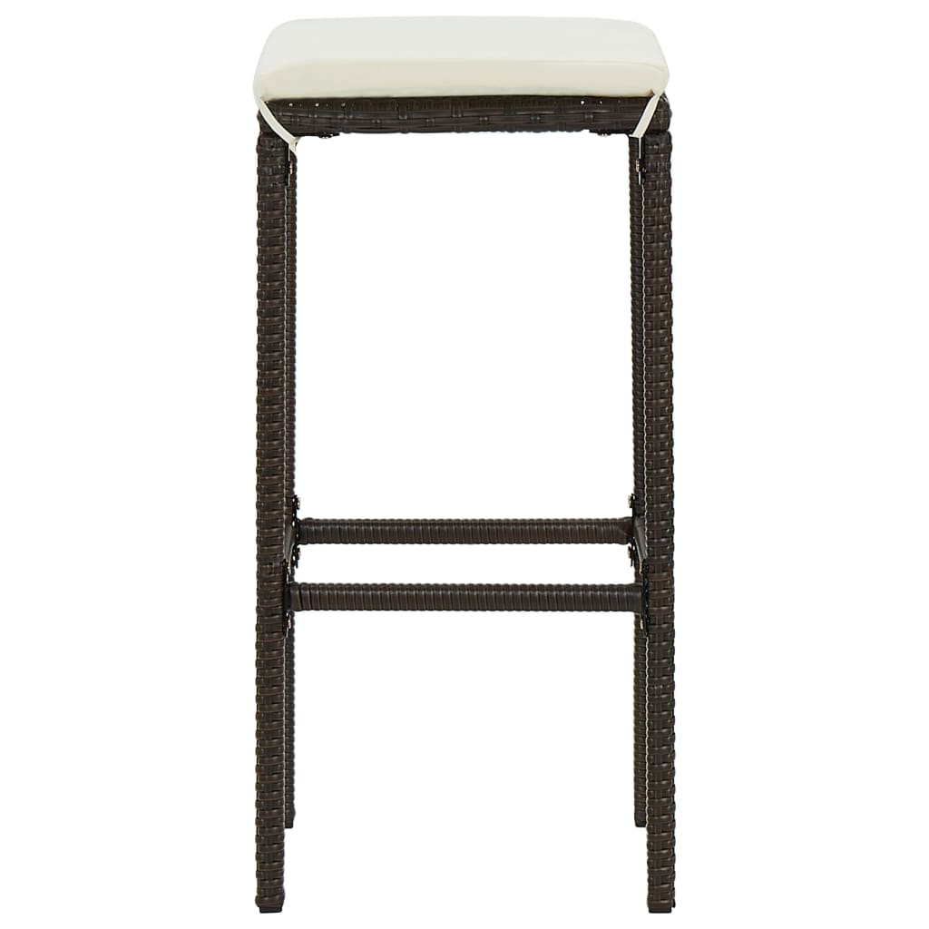 vidaXL 7-tlg. Gartenbar-Set mit Kissen Poly Rattan Braun