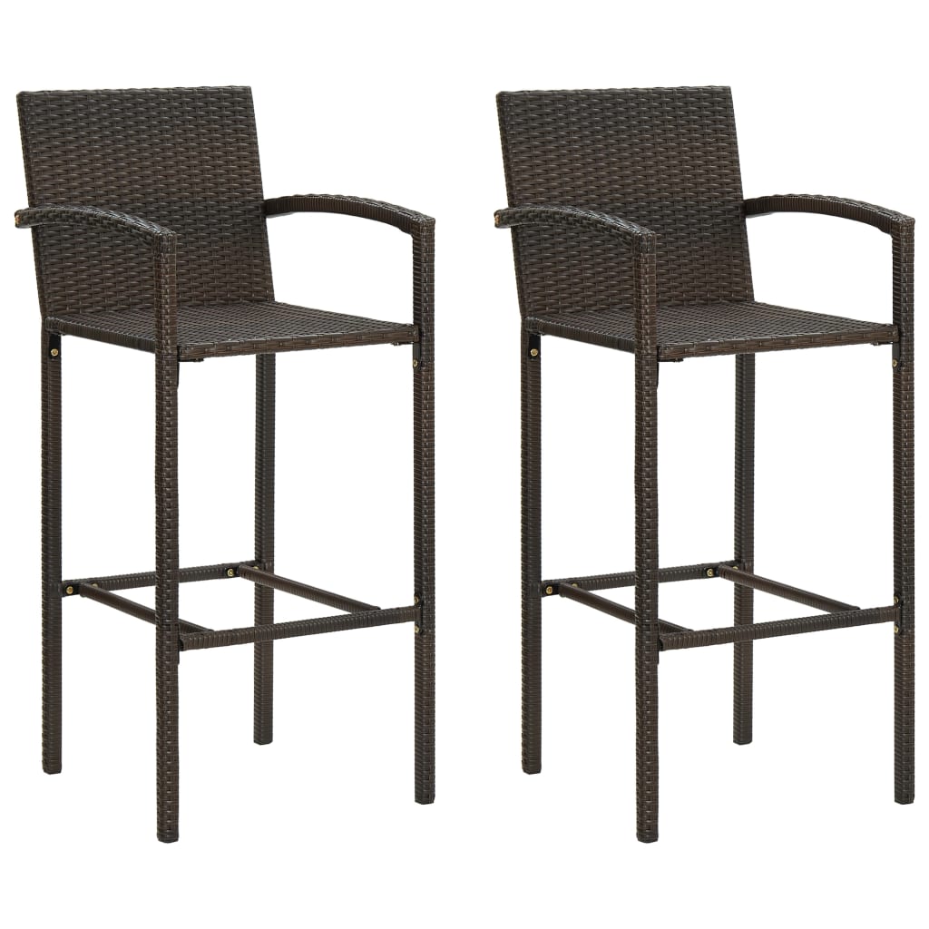 vidaXL 3-tlg. Garten-Bar-Set mit Armlehnen Poly Rattan Braun