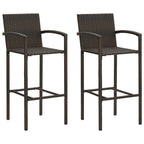 vidaXL 3-tlg. Garten-Bar-Set mit Armlehnen Poly Rattan Braun