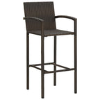 vidaXL 3-tlg. Garten-Bar-Set mit Armlehnen Poly Rattan Braun