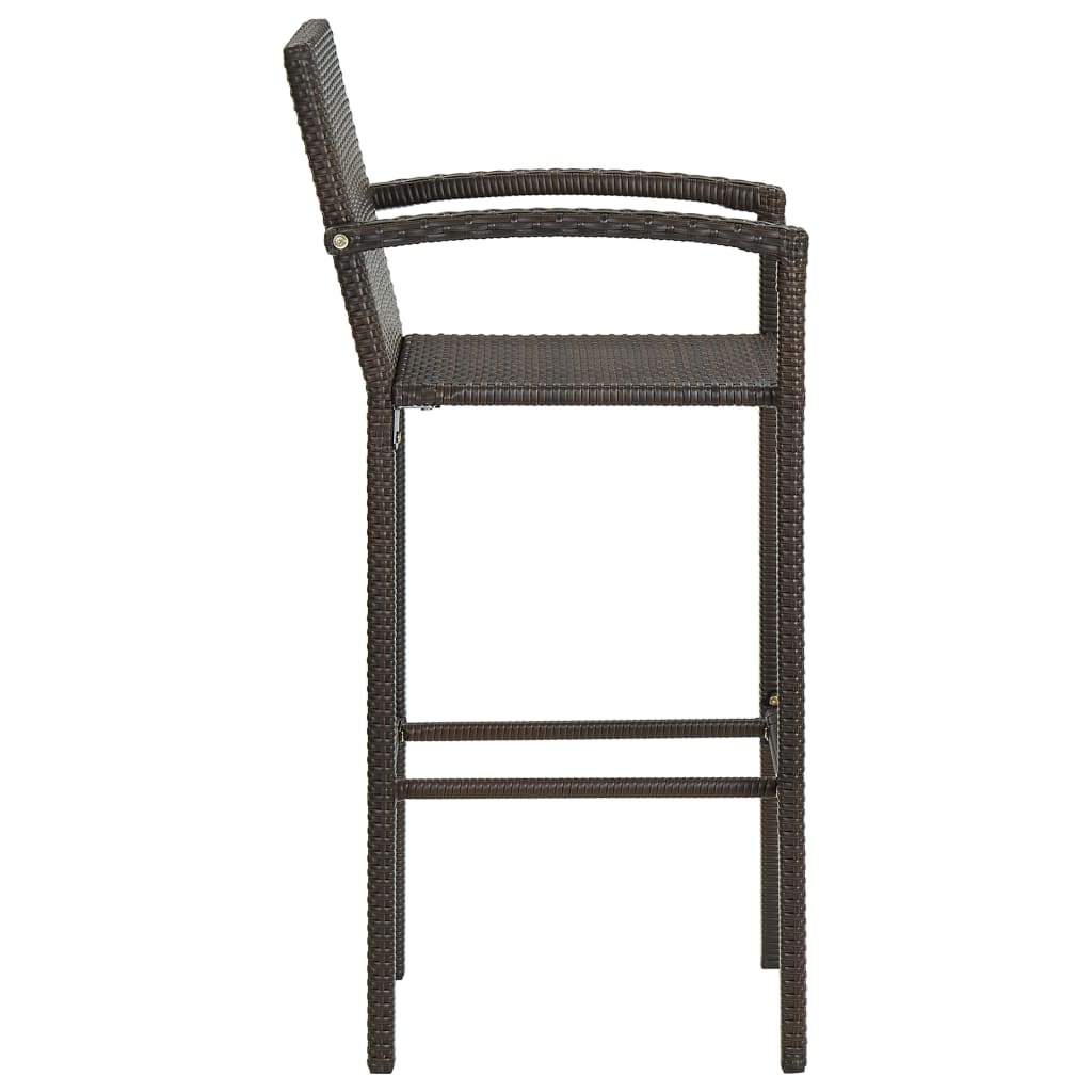 vidaXL 3-tlg. Garten-Bar-Set mit Armlehnen Poly Rattan Braun