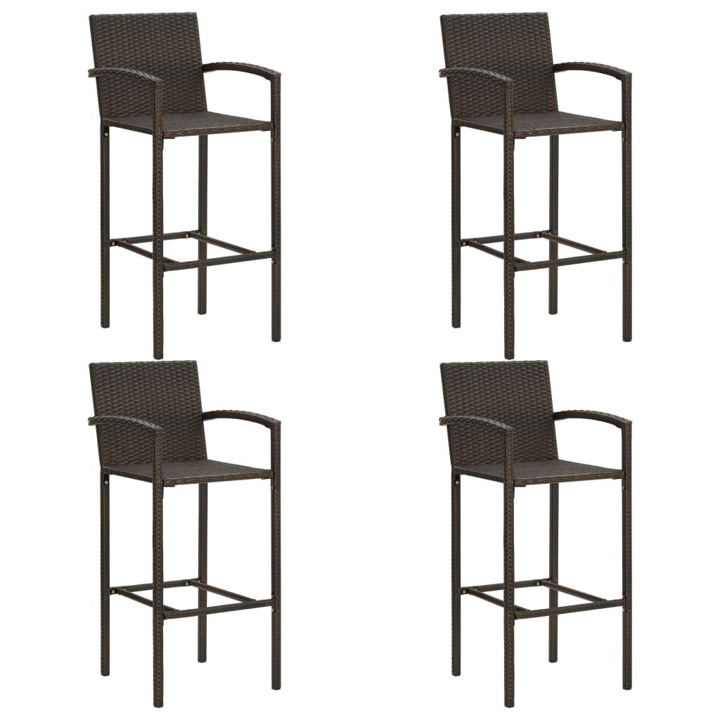 vidaXL 5-tlg. Garten-Bar-Set mit Armlehnen Poly Rattan Braun