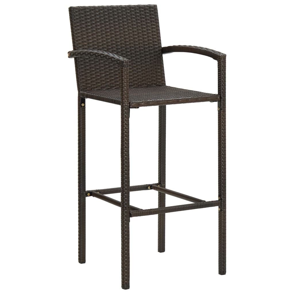 vidaXL 5-tlg. Garten-Bar-Set mit Armlehnen Poly Rattan Braun