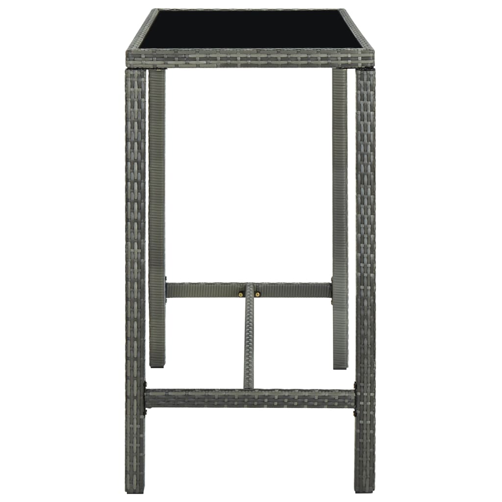 vidaXL 9-tlg. Gartenbar-Set mit Kissen Poly Rattan Grau