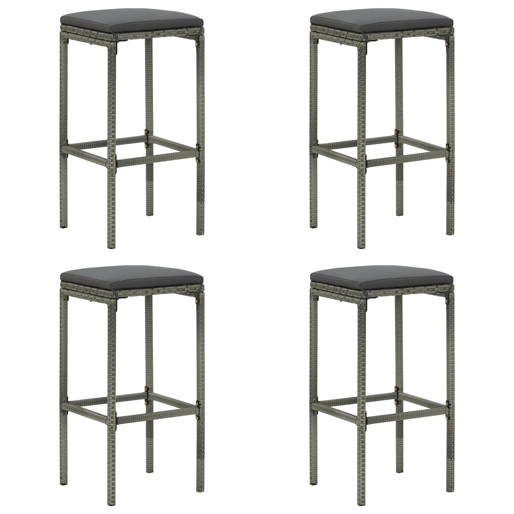 vidaXL 9-tlg. Gartenbar-Set mit Kissen Poly Rattan Grau