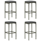 vidaXL 9-tlg. Gartenbar-Set mit Kissen Poly Rattan Grau