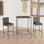 vidaXL 3-tlg. Gartenbar-Set mit Kissen Poly Rattan Braun