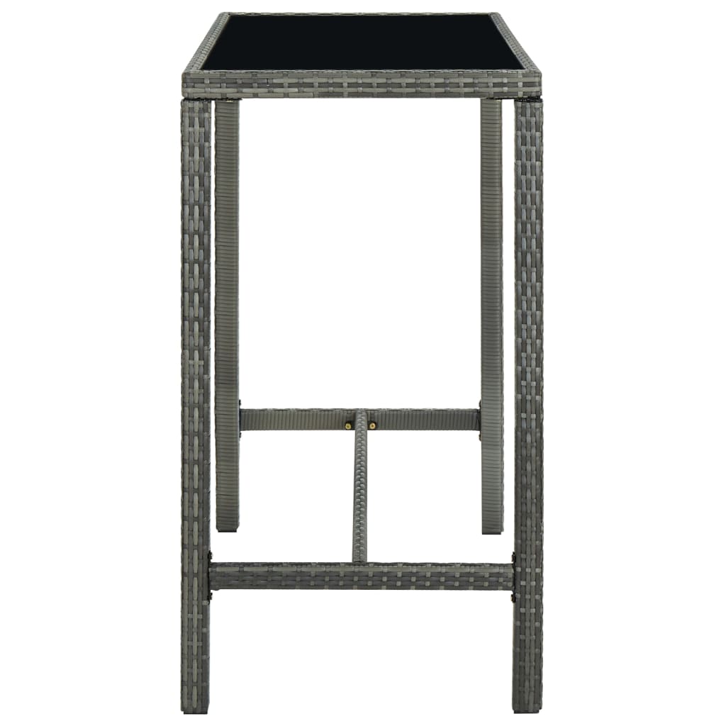 vidaXL 7-tlg. Gartenbar-Set Poly Rattan Grau