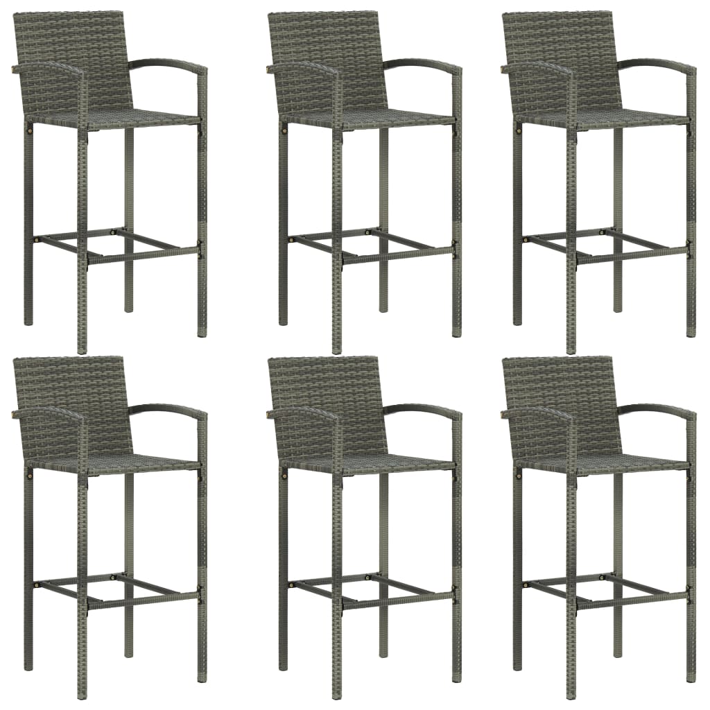vidaXL 7-tlg. Gartenbar-Set Poly Rattan Grau