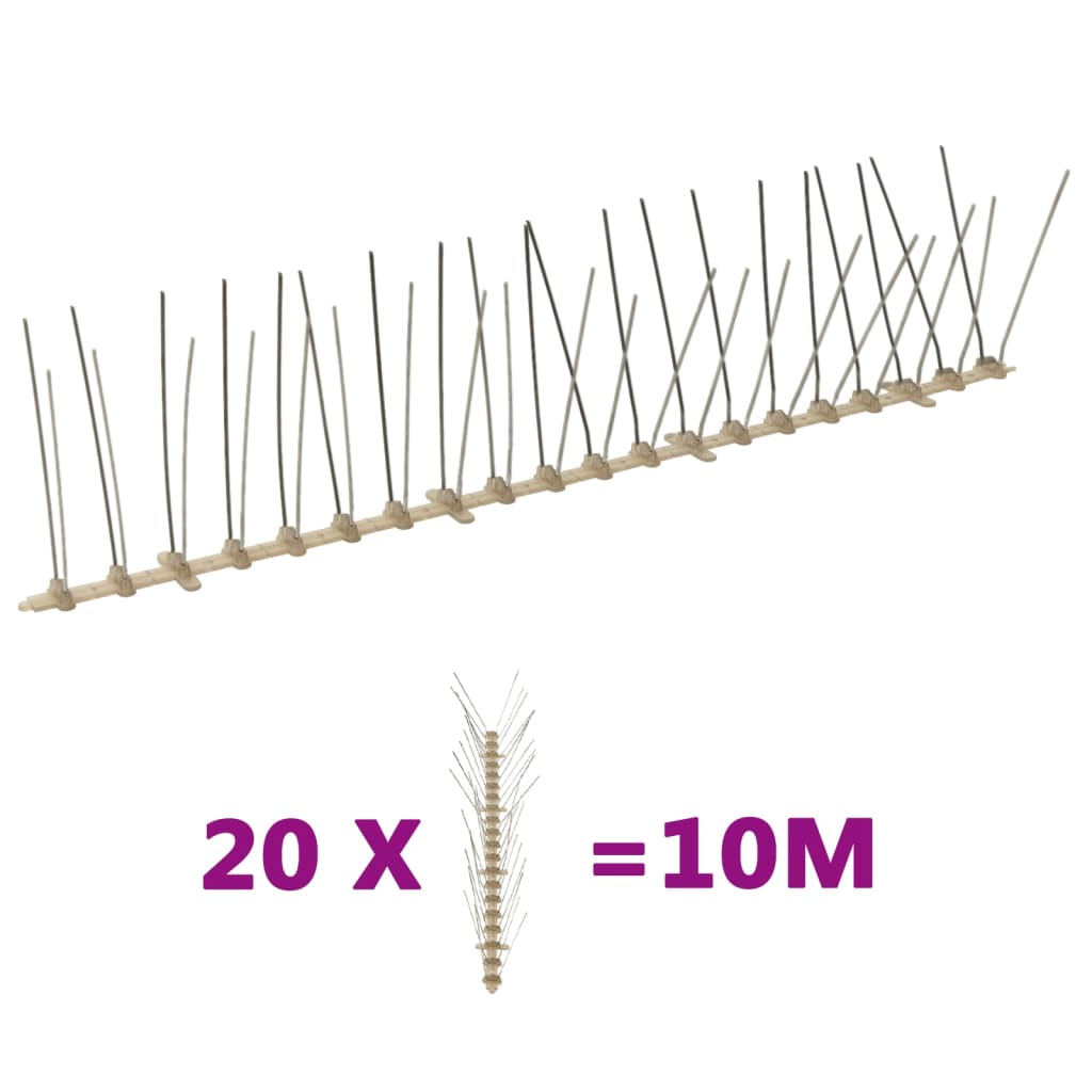 vidaXL 20-tlg. Vogelabwehr-Spikes-Set 10 m Kunststoff 4-reihig