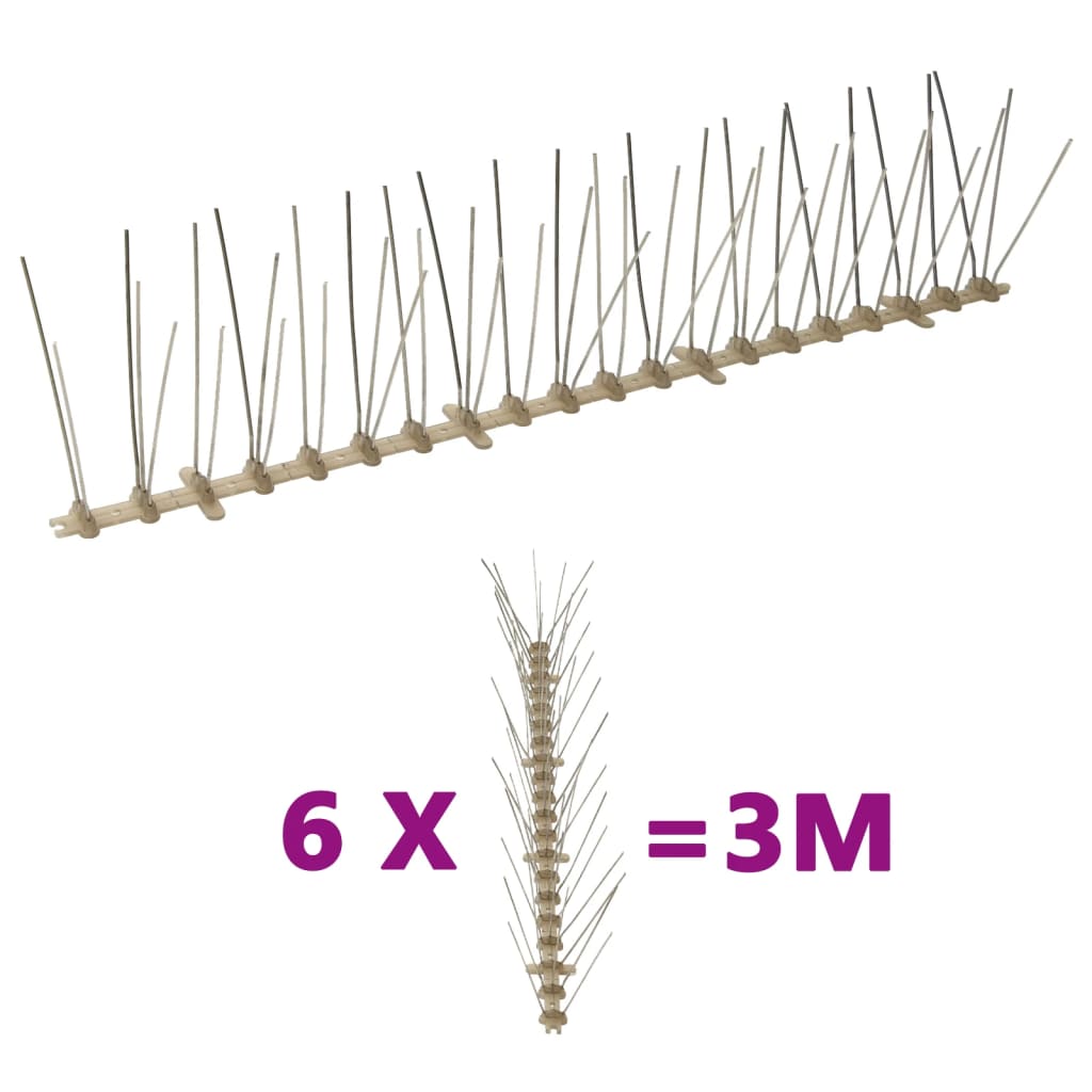 vidaXL 6-tlg. Vogelabwehr-Spikes-Set 3 m Kunststoff 5-reihig