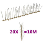vidaXL 20-tlg. Vogelabwehr-Spikes-Set 10 m Kunststoff 5-reihig